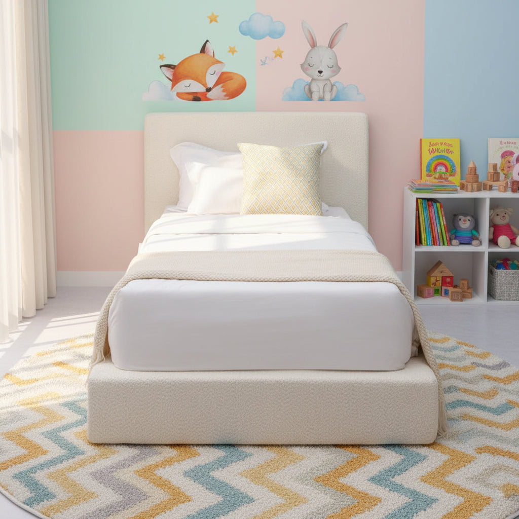 Marshmuff Soft Frame Boucle Bed Frame With Headboard King Bed or Double Bed or Single Bed