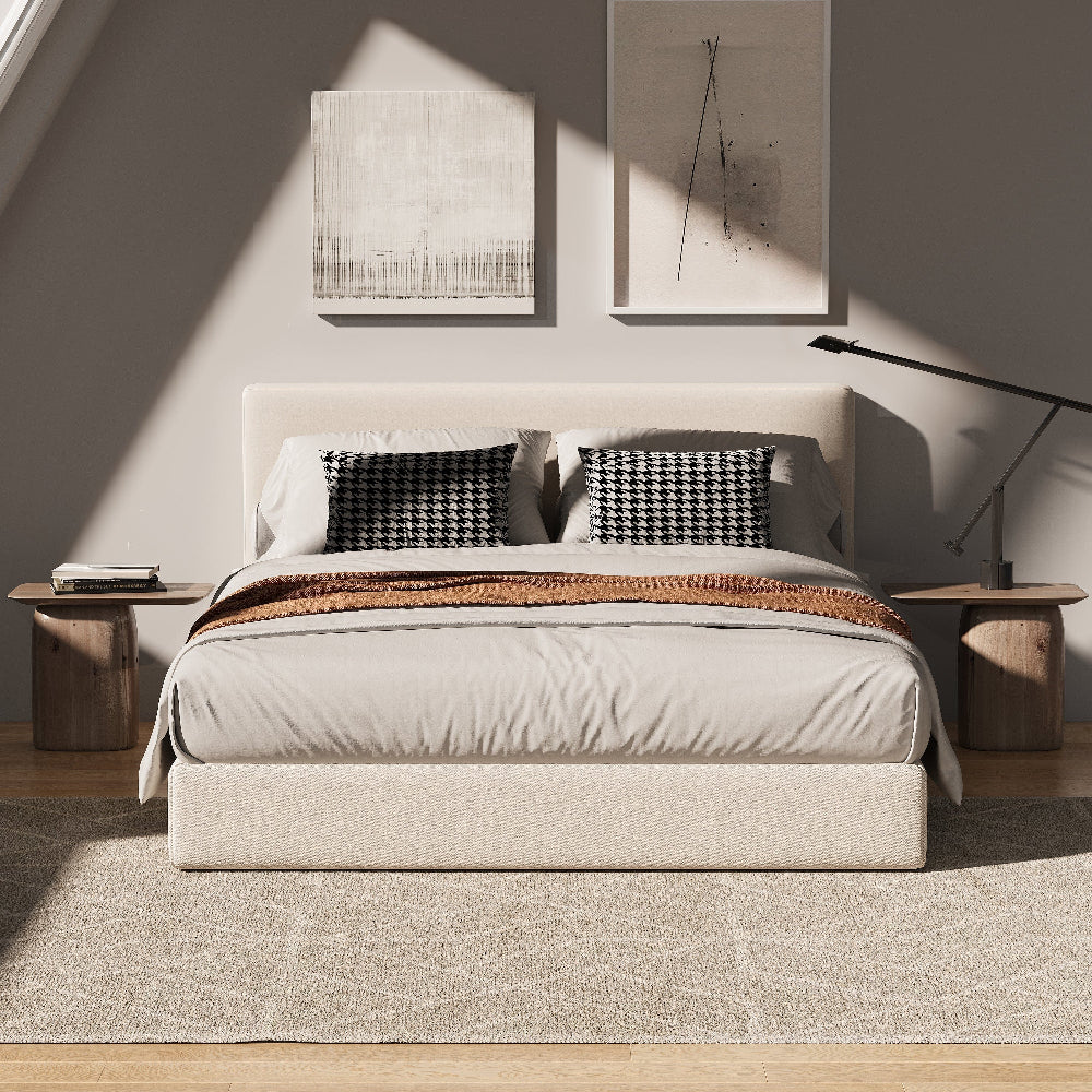 Marshmuff Linen Bed Frame With Headboard King Bed or Double Bed