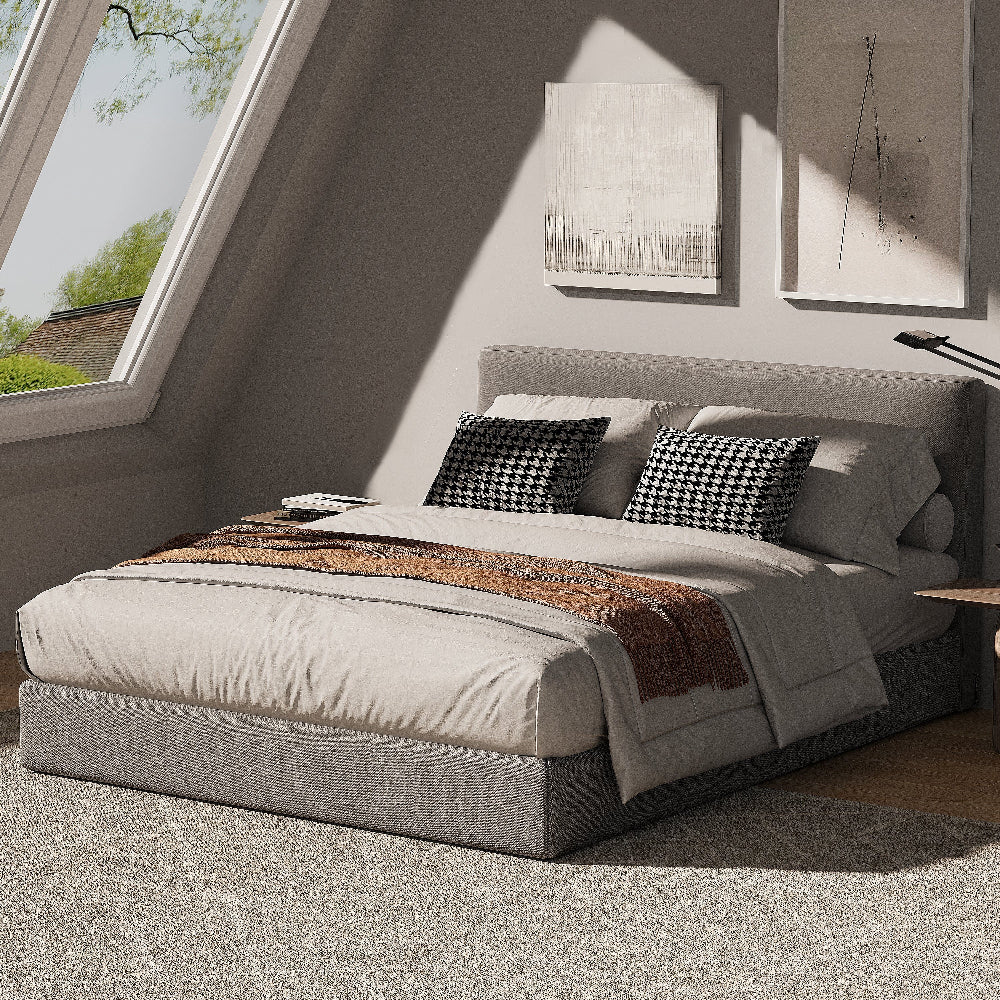 Marshmuff Linen Bed Frame With Headboard King Bed or Double Bed