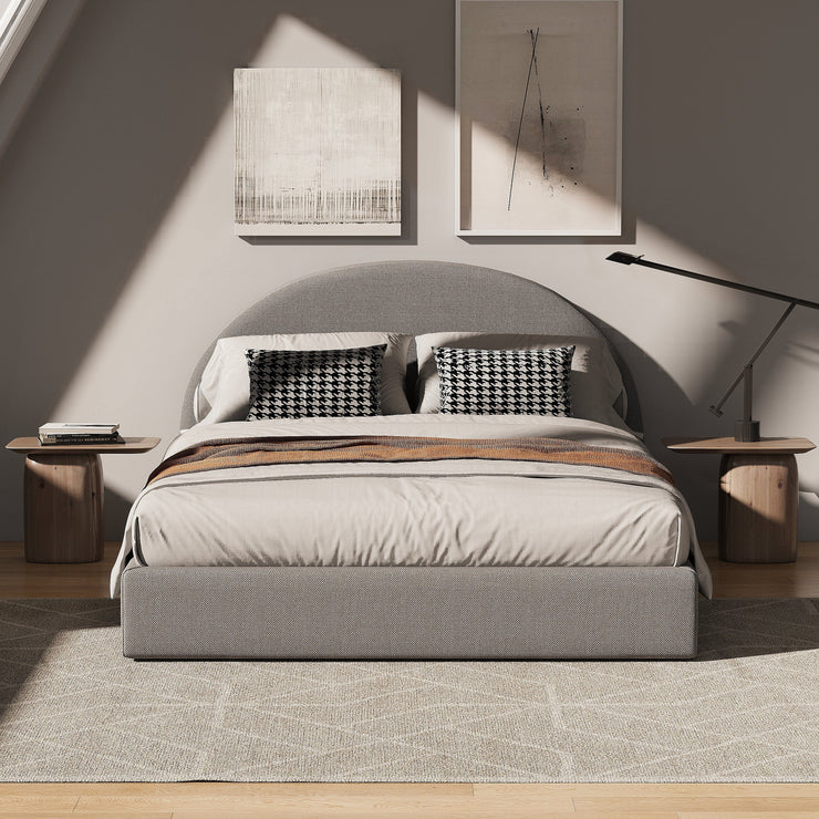 Marshmuff Linen Bed Frame With Curved Headboard King Bed or Double Bed
