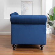 Toronto 3 Seater Chesterfield Style Velvet Sofa Bed In Blue