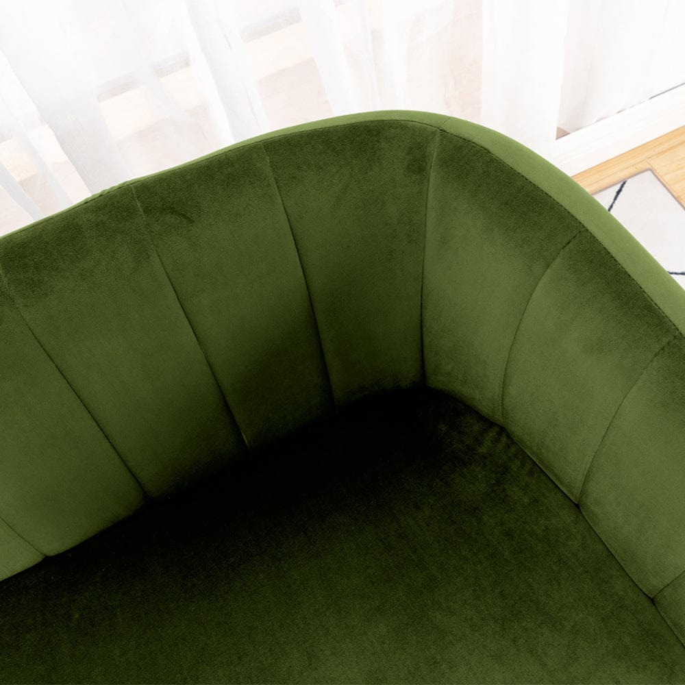 Russell Velvet Two Seater Sofa In Moss Green