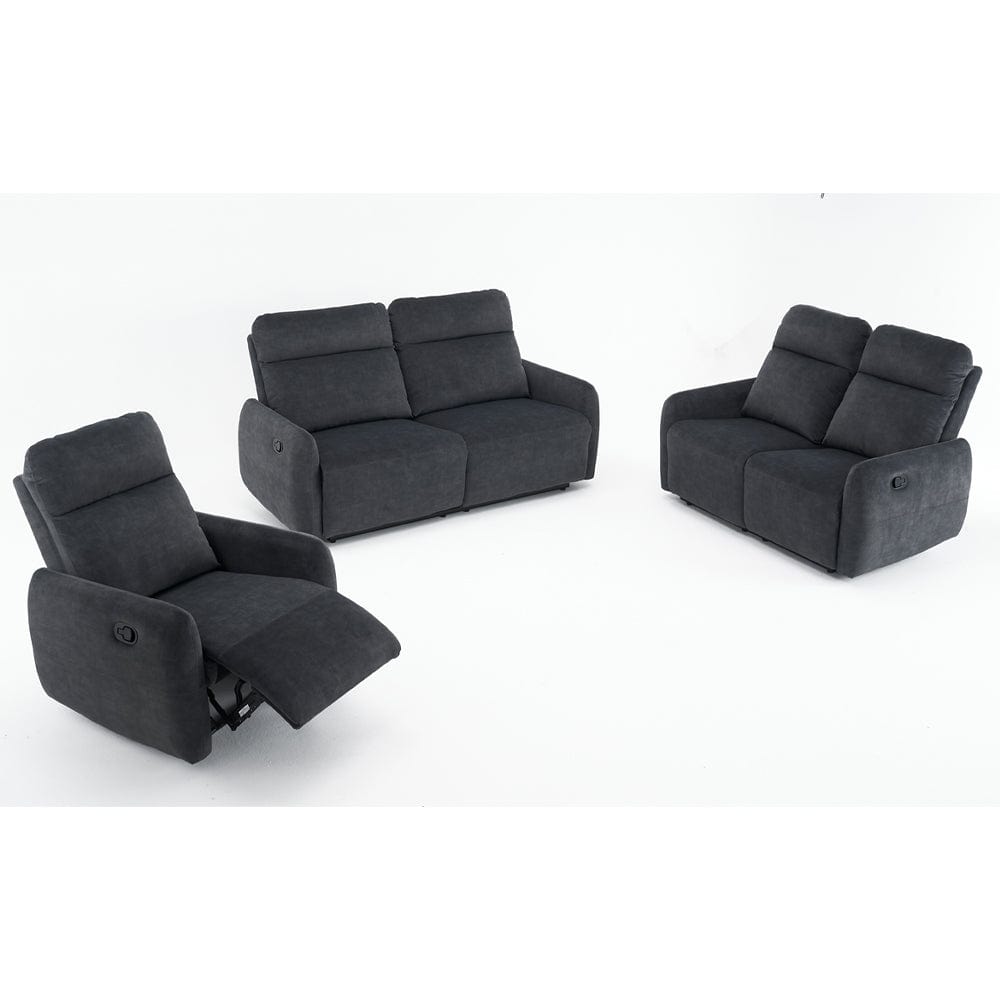 Elvie Grey Velvet Manual Recliner Sofa / Armchair