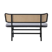 Boho Velvet Dining Bench With Rattan Backrest