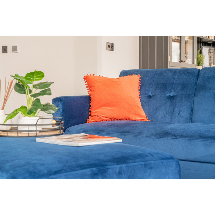 Destin Reversible Blue Corner Sofa With Storage Chaise and Ottoman Bench