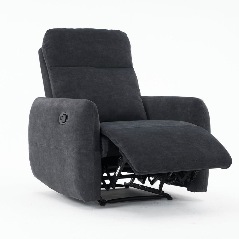 Elvie Grey Velvet Manual Recliner Sofa / Armchair