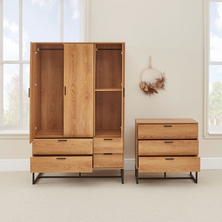 Belluno Industrial Style 2 Piece Bedroom Set With Wardrobe And Chest