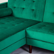 Avery Chaise End Velvet Corner Sofa In Green