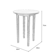 Luna 60cm Black Round Dining Table With Rubber Wood Legs