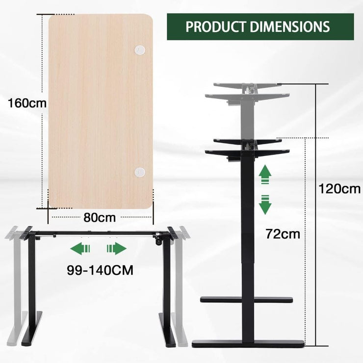 140cm Electric 3 Programmable Memory Large Standing Office Desk Height Adjustable Office Desk