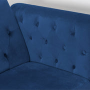 Toronto 3 Seater Chesterfield Style Velvet Sofa Bed In Blue