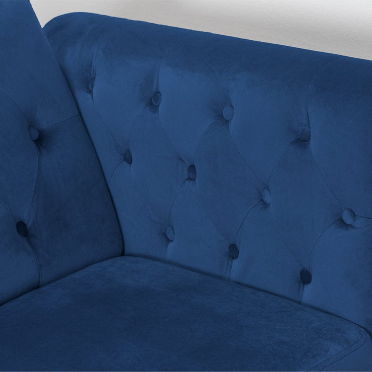 Toronto 3 Seater Chesterfield Style Velvet Sofa Bed In Blue