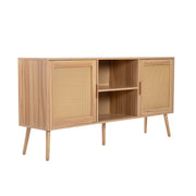 Retro Oak Rattan Sideboard Display Side Cabinet Tv Stand