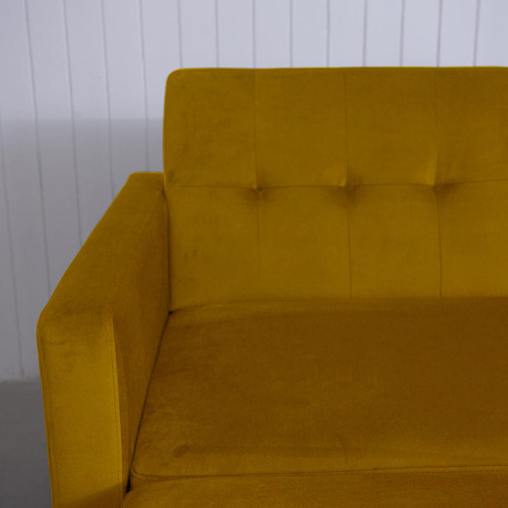 Tolg Cúinne Velvet Mustard Inchúlaithe Destin Le Chaise Stórála agus Binse Ottoman