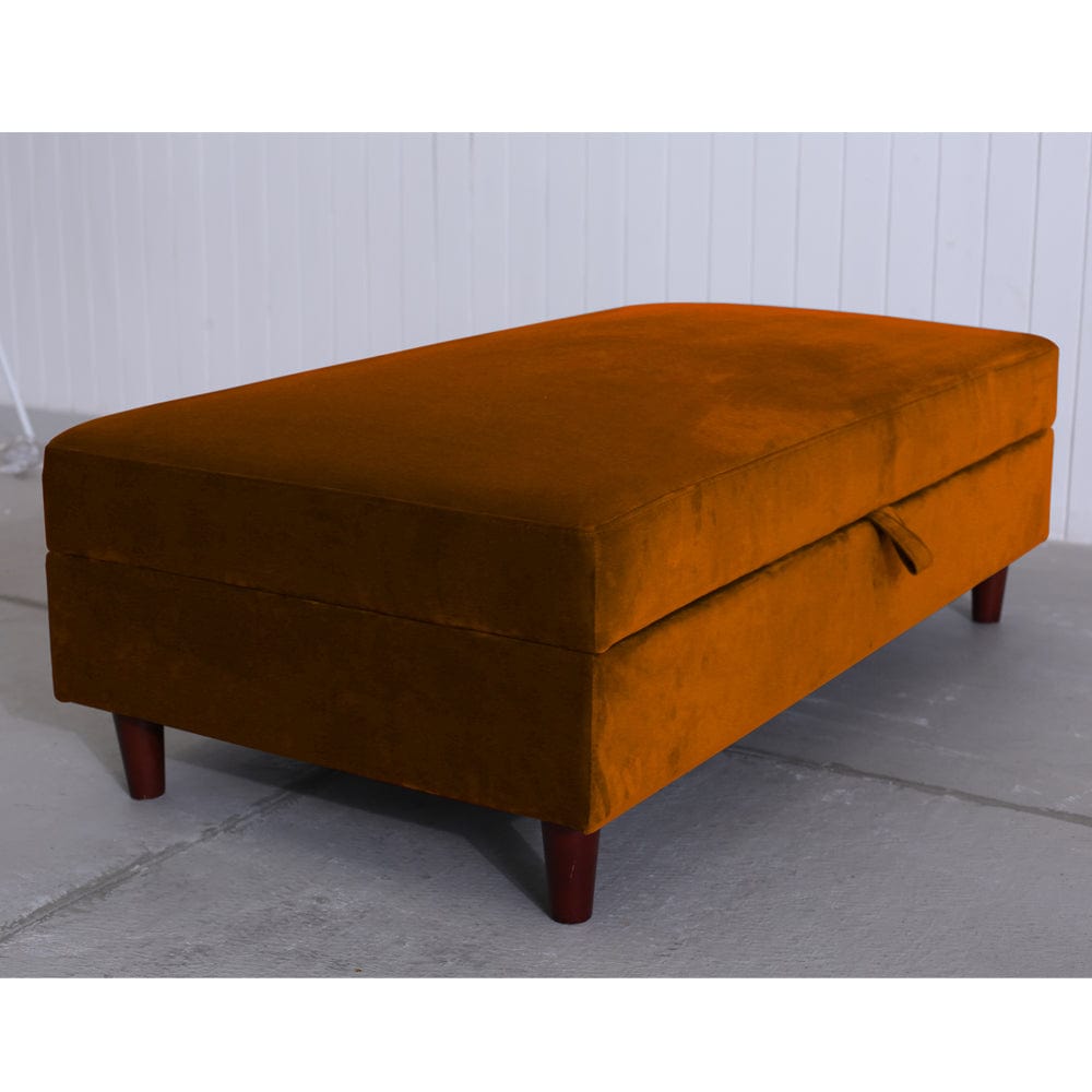 Destin Reversible Orange Velvet Corner Sofa With Storage Chaise and Ot