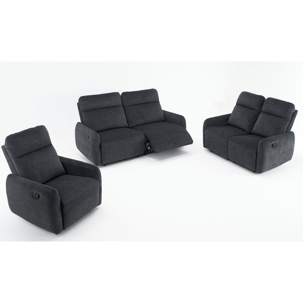 Elvie Grey Velvet Manual Recliner Sofa / Armchair