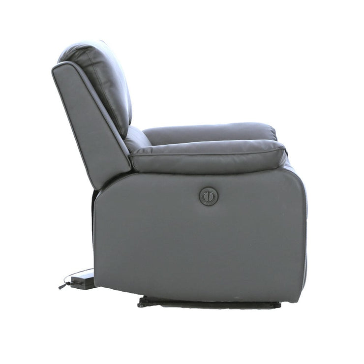 Palermo Grey Leather Electric Recliner Armchair Single Sofa Lounge Chair