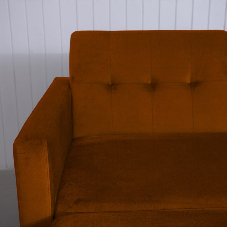 Destin Reversible Orange Velvet Corner Sofa With Storage Chaise and Ottoman Bench