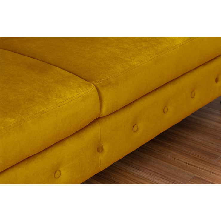 Toronto 3 Suíochán Leaba Tolg Velvet Stíl Chesterfield i Mustard