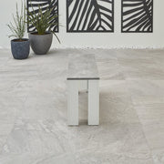 Orsa Rectangle Concrete Effect Dining Table Set with 2 Benchs