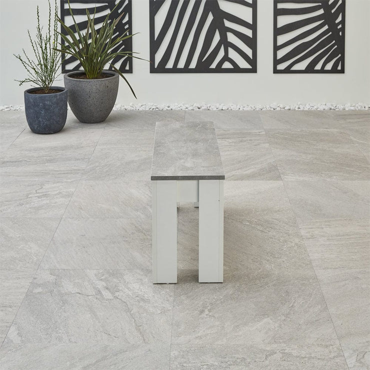Orsa Rectangle Concrete Effect Dining Table Set with 2 Benchs