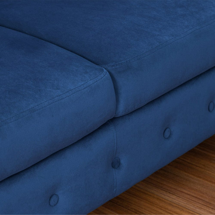 Toronto 3 Seater Chesterfield Style Velvet Sofa Bed In Blue