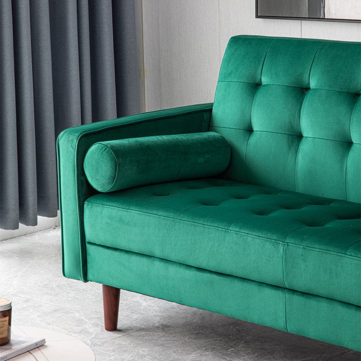 Avery Chaise End Velvet Corner Sofa In Green