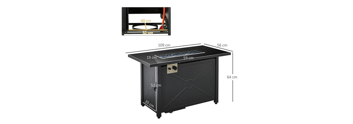 Outdoor Propane Gas Fire Pit Table With Rain Cover