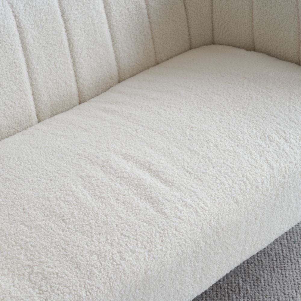 Russell Boucle Two Seater Sofa In White Teddy Fabric