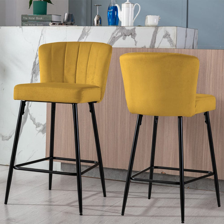 Set Of 2 Caiden Velvet Bar Stool