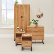 Belluno Industrial Style 4 Piece Bedroom Set With Wardrobe Chest And 2 Bedside Tables