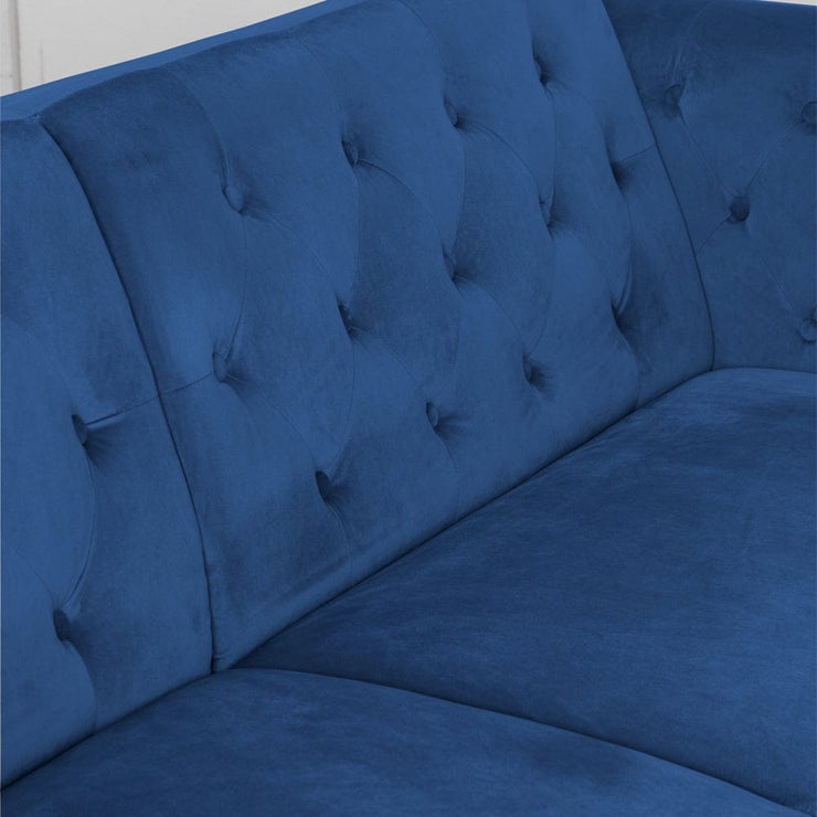 Toronto 3 Seater Chesterfield Style Velvet Sofa Bed In Blue