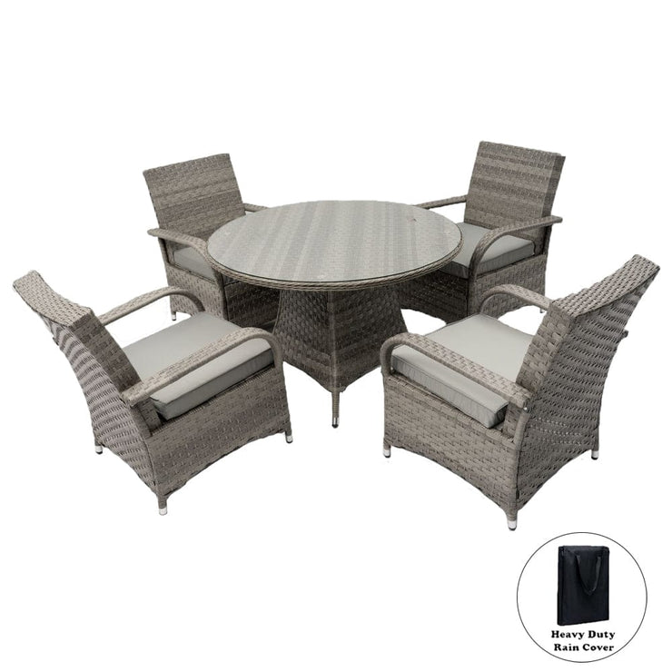 Aura 4 Seater Round Dining Table Set Rattan Garden Set