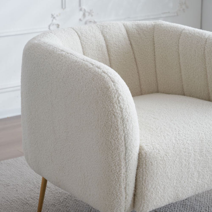 Russell Boucle Armchair Accent chair In White Teddy Fabric