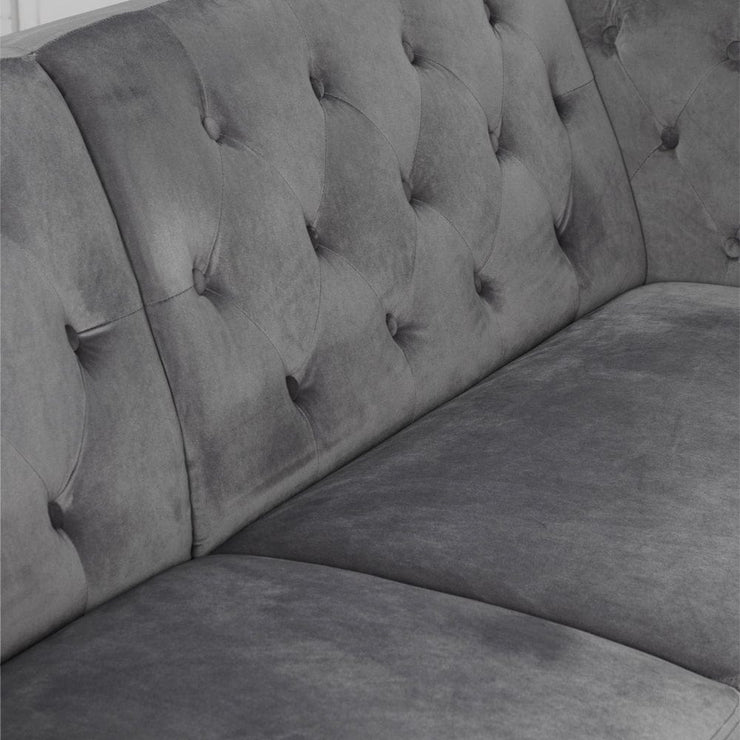 Toronto 3 Seater Chesterfield Style Velvet Sofa Bed In Grey