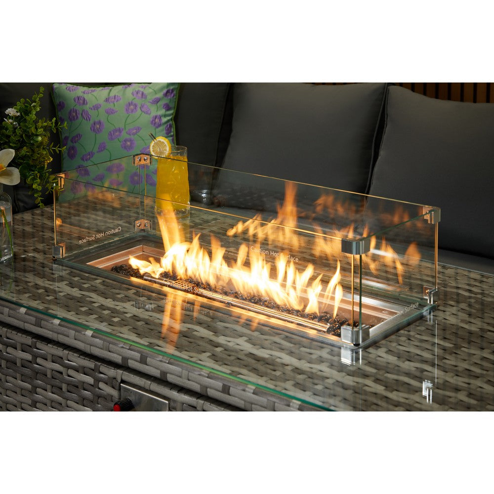 Rosen 9 Seater Rattan Garden Furniture Corner Sofa Fire Pit Set with Armchair and Stools