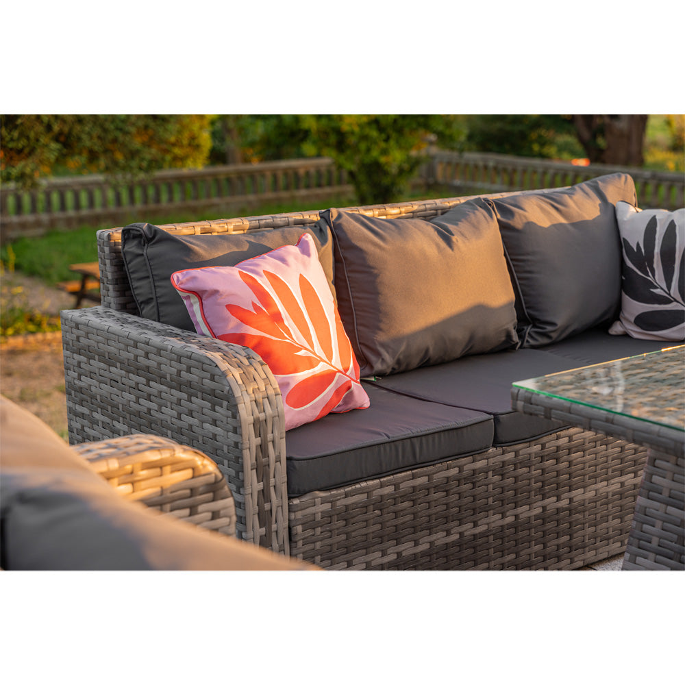Lotus Outdoor 10 Seater Rattan Garden Sofa with Fire Pit Table Set