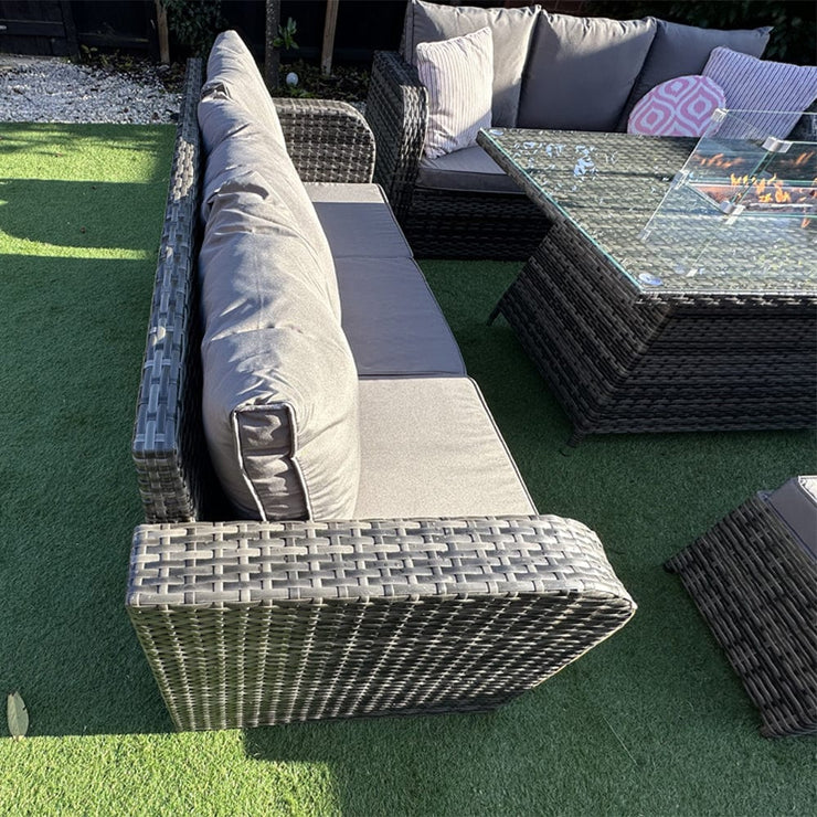 Lotus Outdoor 8 Seater Rattan Garden Sofa with Fire Pit Or Lift Up Table Set