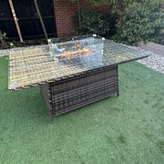 Lotus Outdoor 8 Seater Rattan Garden Sofa with Fire Pit Or Lift Up Table Set