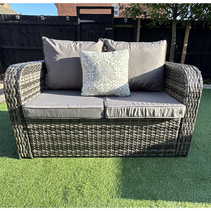 Lotus Outdoor 8 Seater Rattan Garden Sofa with Fire Pit Or Lift Up Table Set