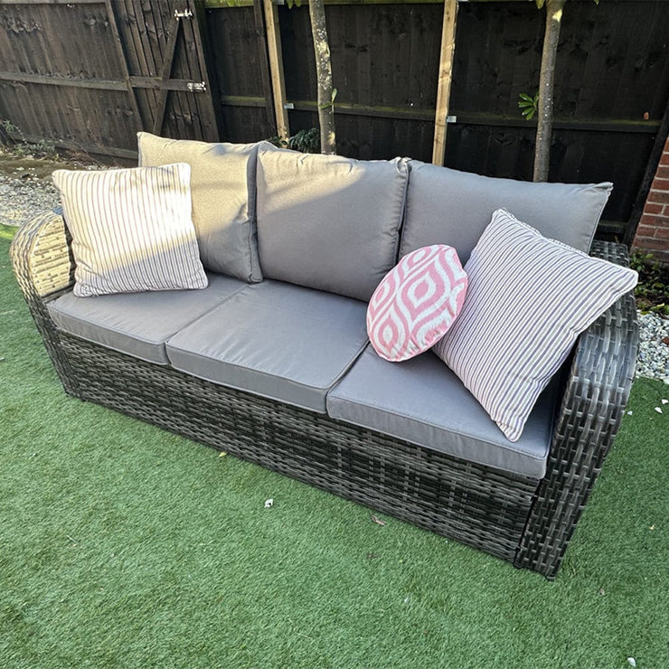 Lotus Outdoor 8 Seater Rattan Garden Sofa with Fire Pit Or Lift Up Table Set
