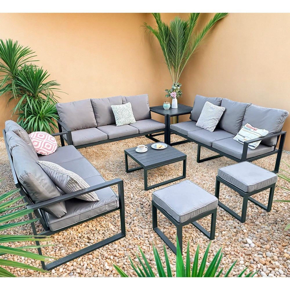 Nice Outdoor Aluminium 11 Seater Sofa Set With Side Table And Coffee Table