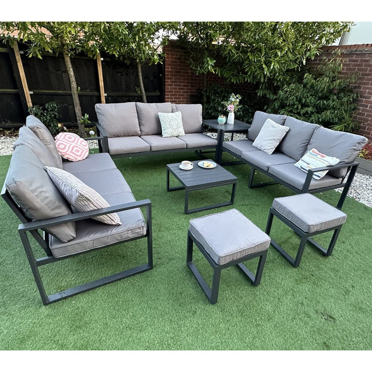 Nice Outdoor Aluminium 11 Seater Sofa Set With Side Table And Coffee Table