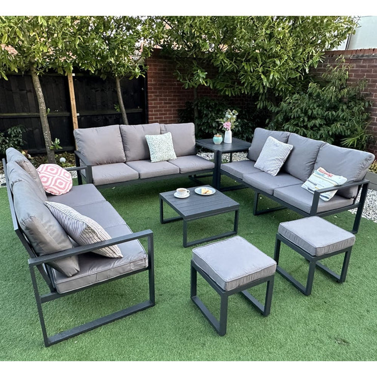 Nice Outdoor Aluminium 11 Seater Sofa Set With Side Table And Coffee Table