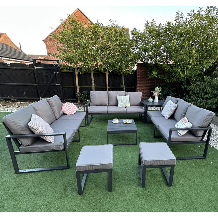 Nice Outdoor Aluminium 11 Seater Sofa Set With Side Table And Coffee Table