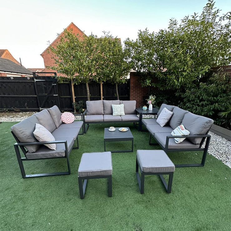Nice Outdoor Aluminium 11 Seater Sofa Set With Side Table And Coffee Table