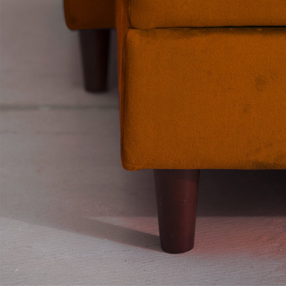 Destin Reversible Orange Velvet Corner Sofa With Storage Chaise and Ot