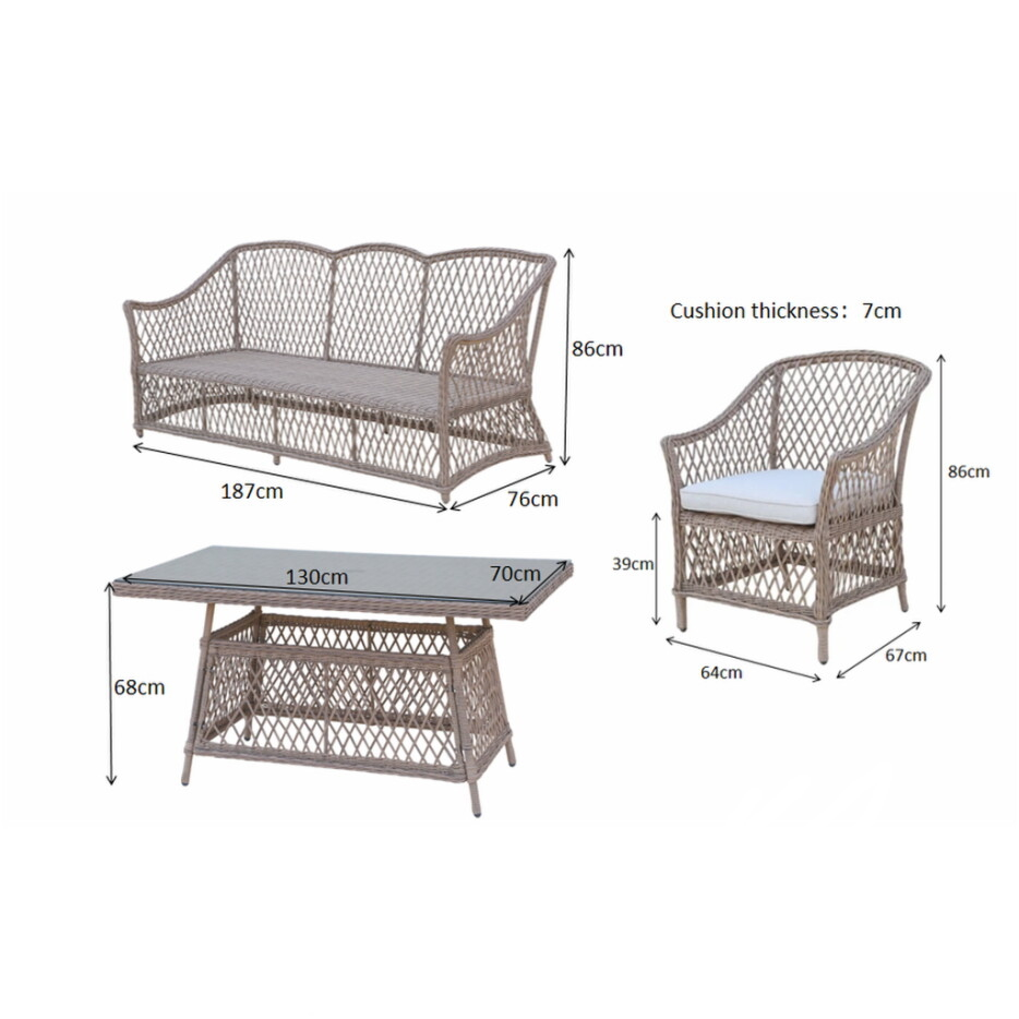Provence 5‑Seater Willow CONSERVATORY Rattan Garden Dining Set with Table and Furniture Cover