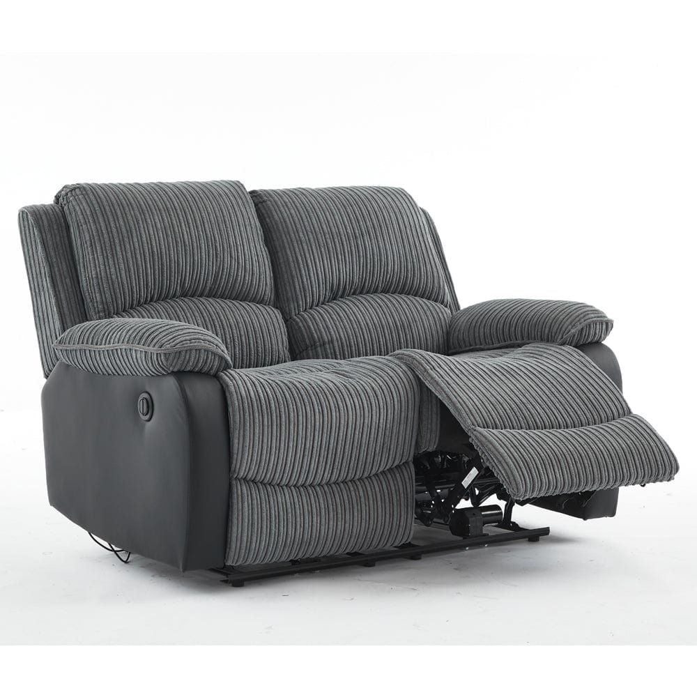 Boston Grey Plush Fabric 2 Seater Recliner