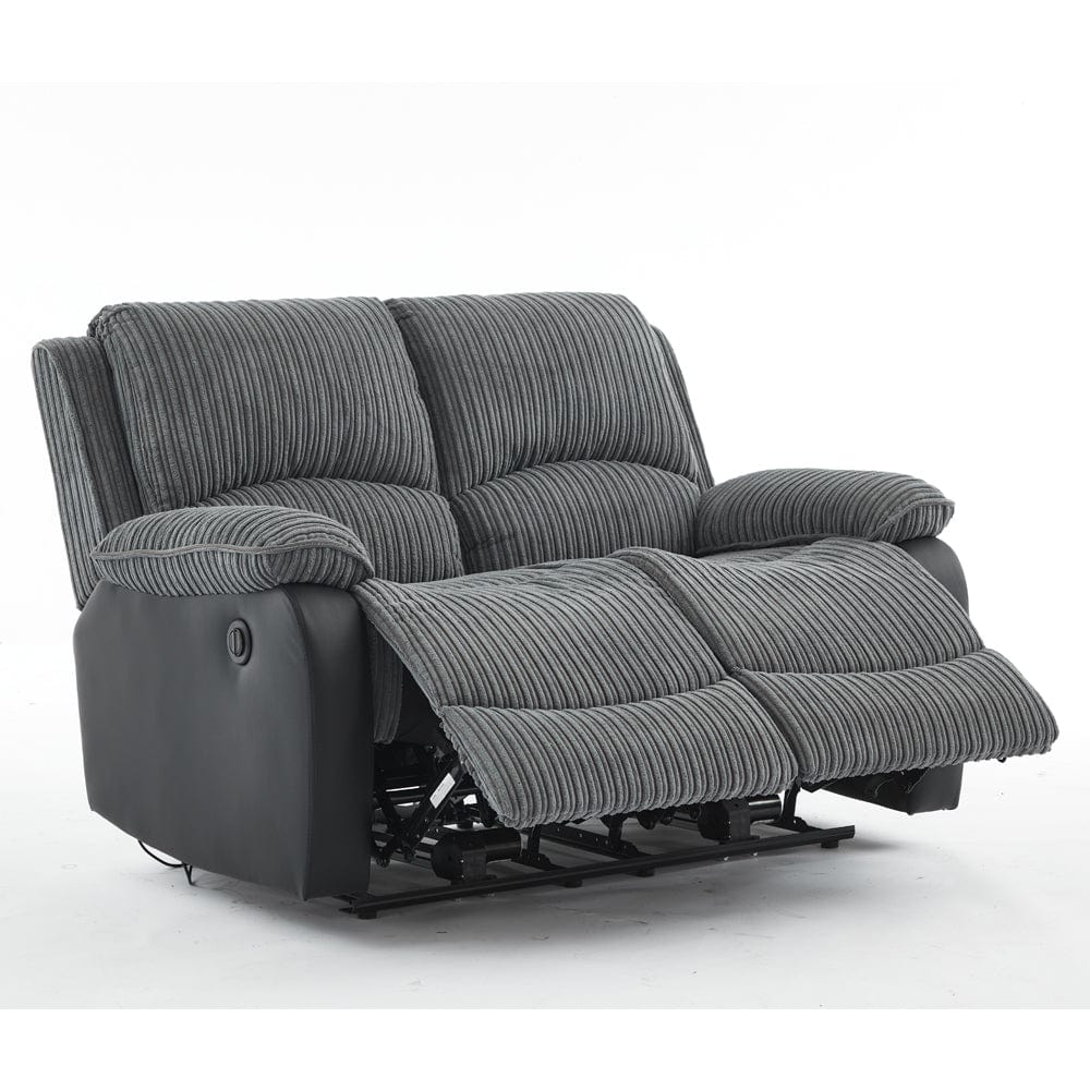 Boston 2+1+1 Grey Plush Fabric Manual/Electric Recliner Sofa Set